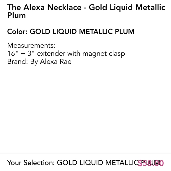 The Alexa Necklace By BAR by Alexa Rae Gold Liquid Metallic Plum 16" - Picture 3 of 5
